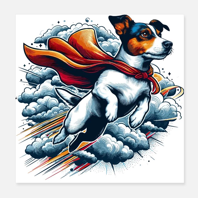 Super Dog Jack Russell Terrier Gift Poster 8" x 8" (20x20 cm)