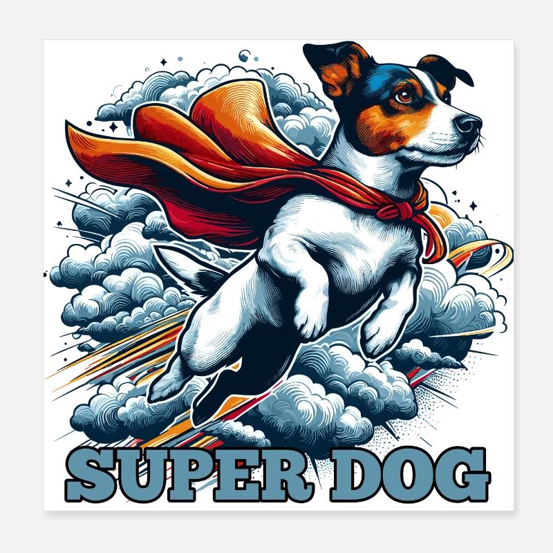 Super Dog Jack Russell Terrier Gift Poster 8" x 8" (20x20 cm)