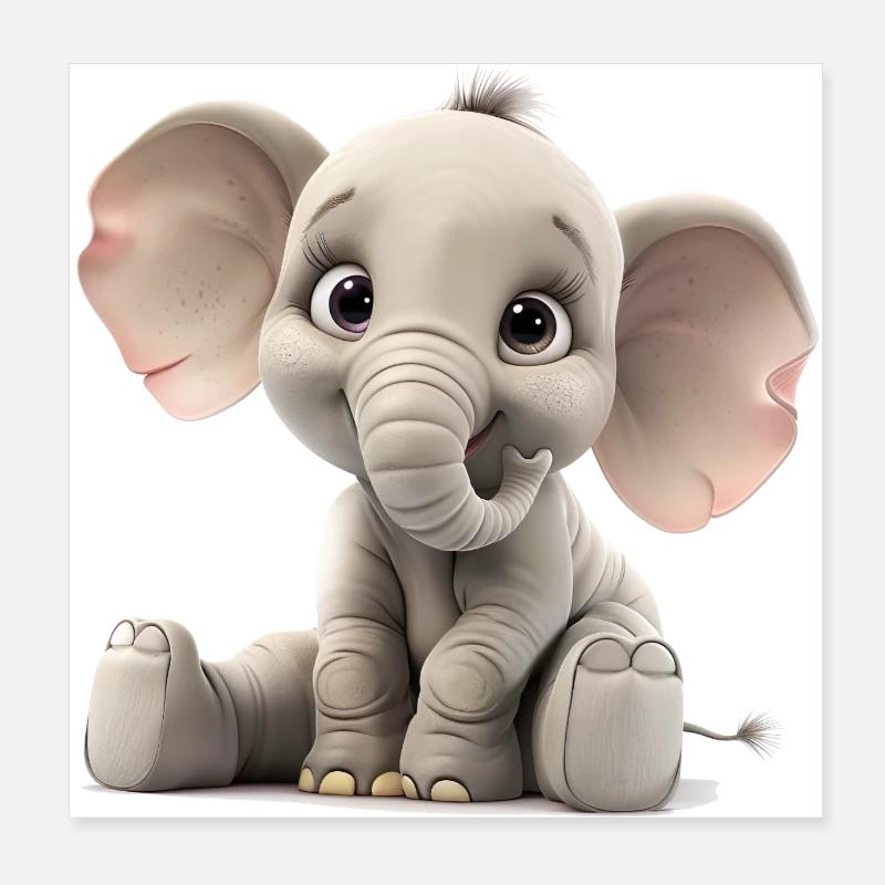 Petit jeune éléphant drôle Poster 20 x 20 cm