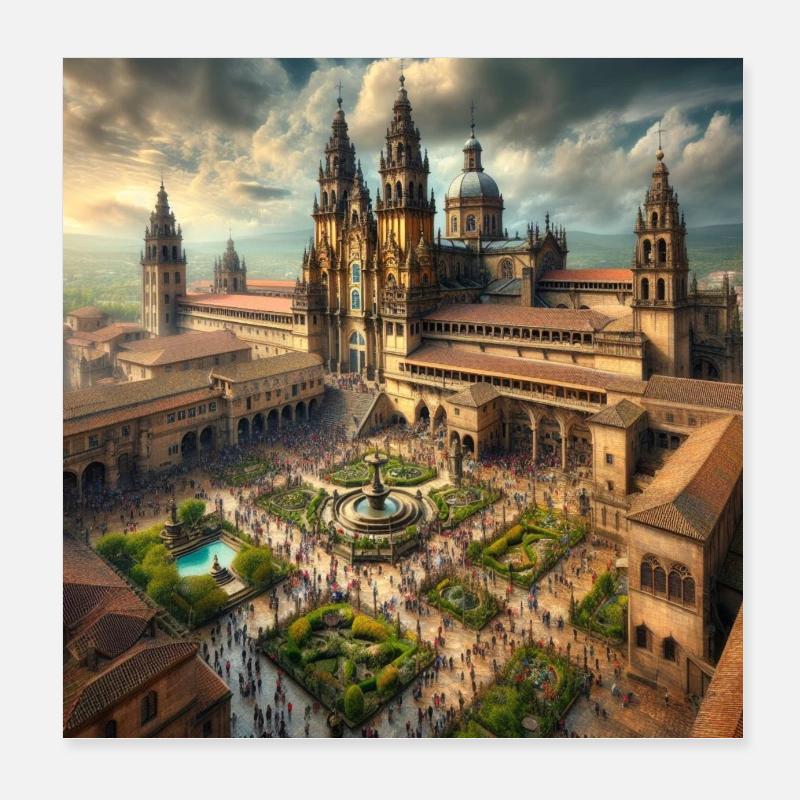 Cathédrale de Saint-Jacques-de-Compostelle Poster 20 x 20 cm