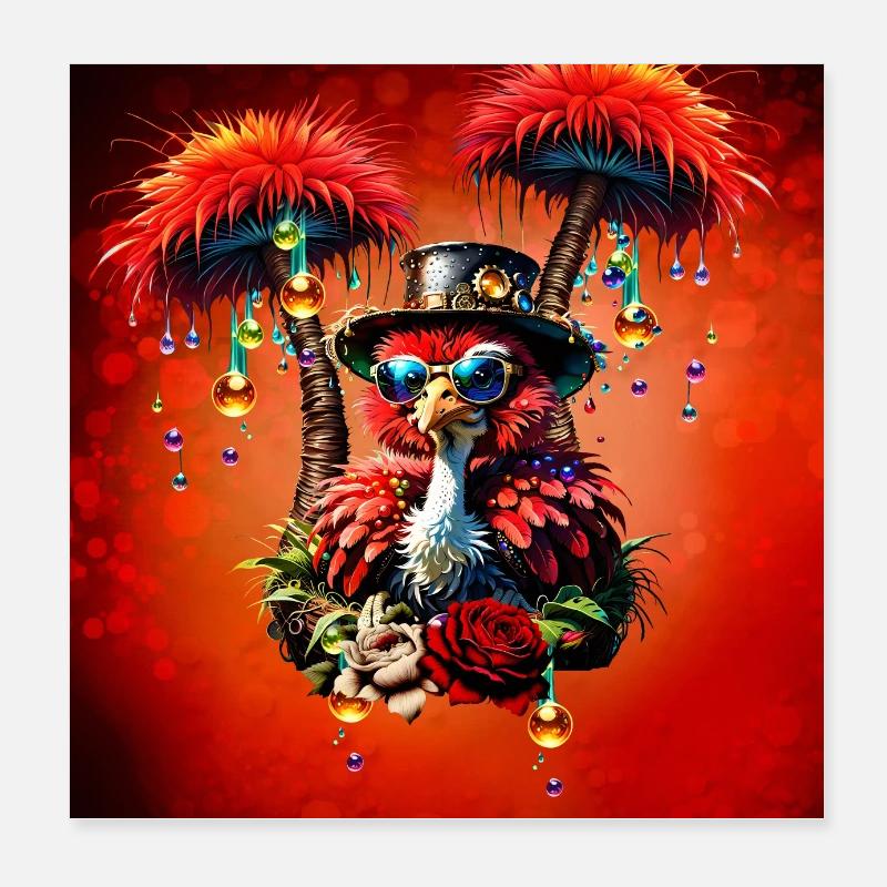 Atemberaubender bunter Steampunk-Strauß. Poster 20x20 cm