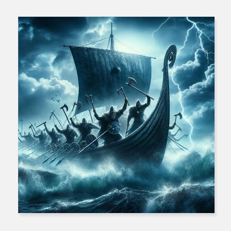 Viking Ship Poster 8" x 8" (20x20 cm)