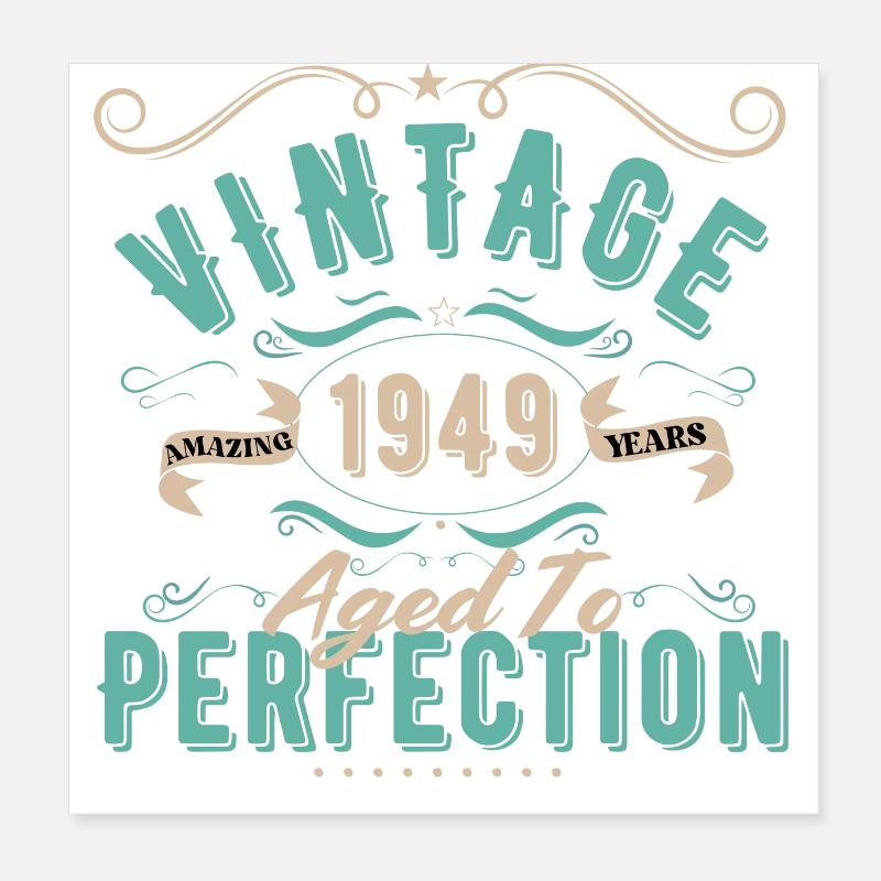 Vintage 1949 - 1949 Birthday Gift Poster 8" x 8" (20x20 cm)