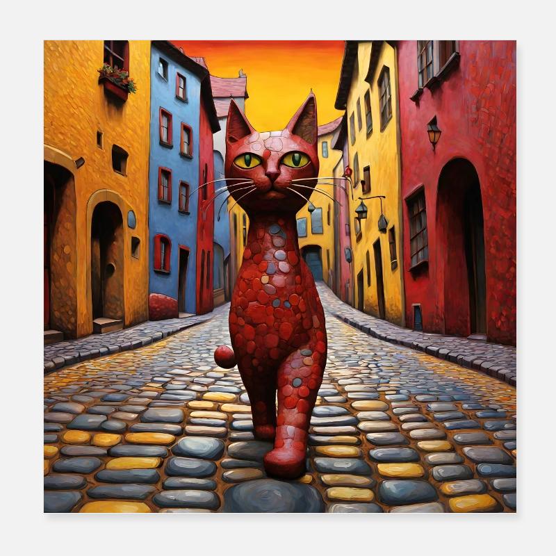 Surreale Pop-Tiere 7 Katze Poster 20x20 cm