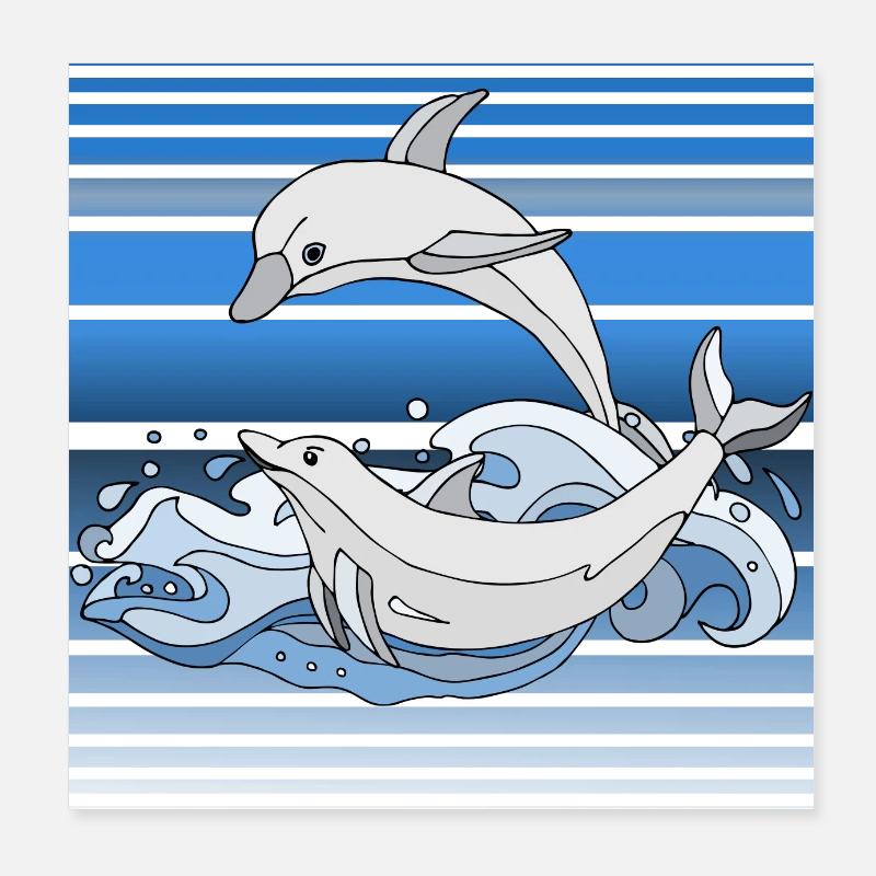 Dolphins Poster 8" x 8" (20x20 cm)