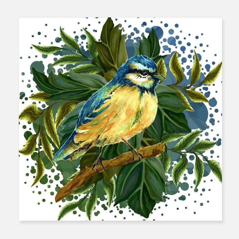 Bunter Vogel Poster 20x20 cm