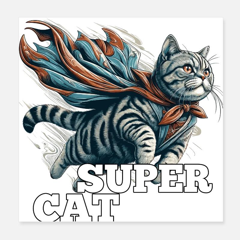 Super chat British Shorthair BKH Tabby Poster 20 x 20 cm