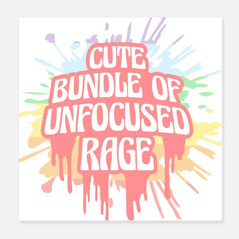 Drôle Mignon Bundle De Rage Non Focalisée Arc-en-Ciel Goth Poster 20 x 20 cm