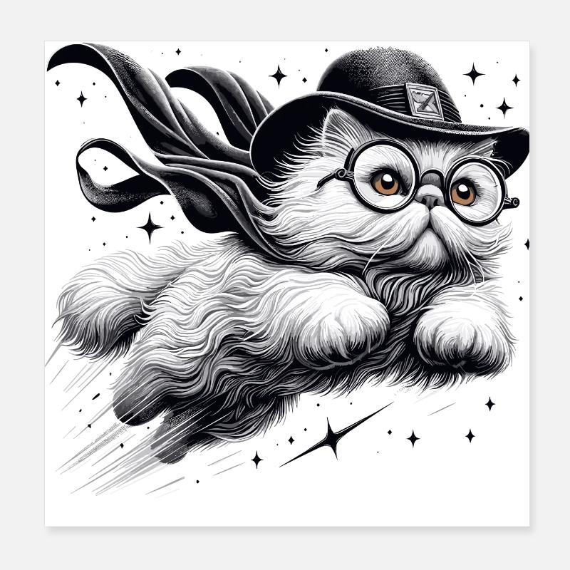 Magic Persian White Persian Cat Gift Poster 8" x 8" (20x20 cm)