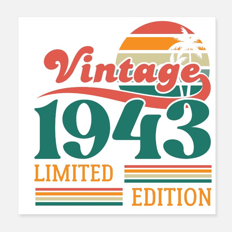 Vintage 1943 édition limitée Poster 20 x 20 cm