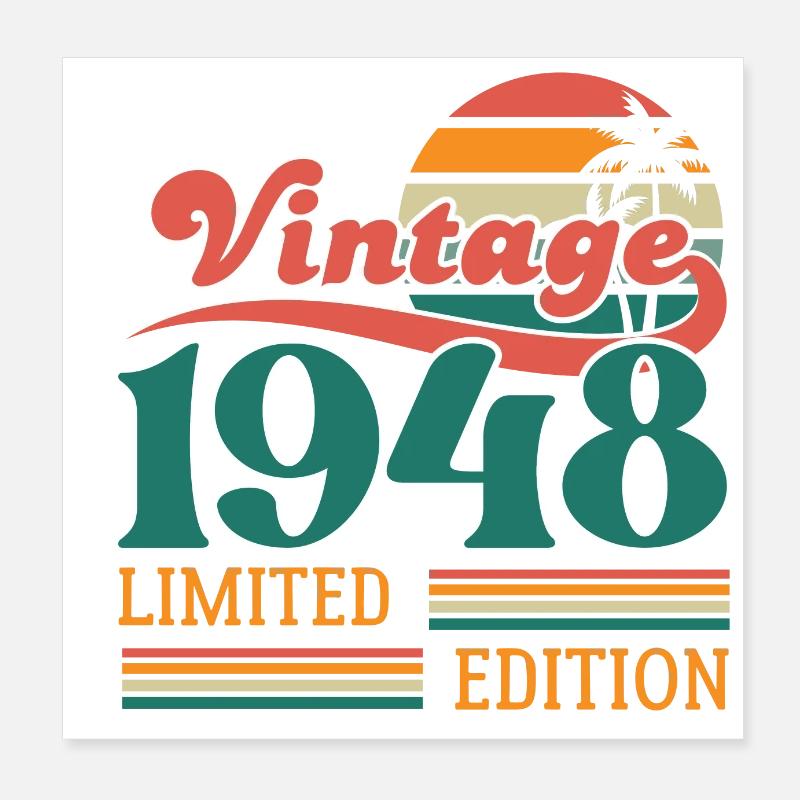 Vintage 1948 édition limitée Poster 20 x 20 cm