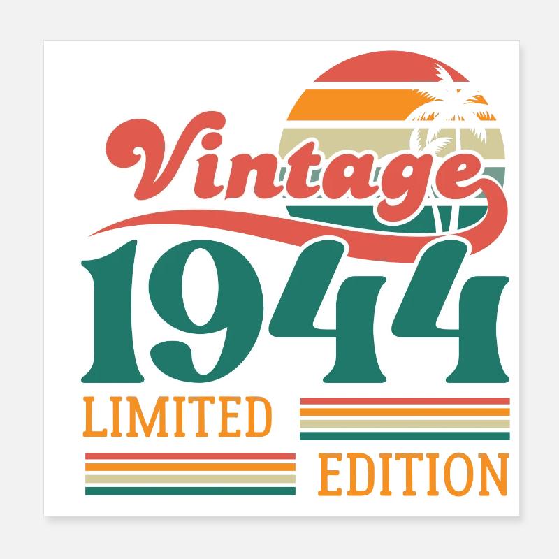 Vintage 1944 édition limitée Poster 20 x 20 cm