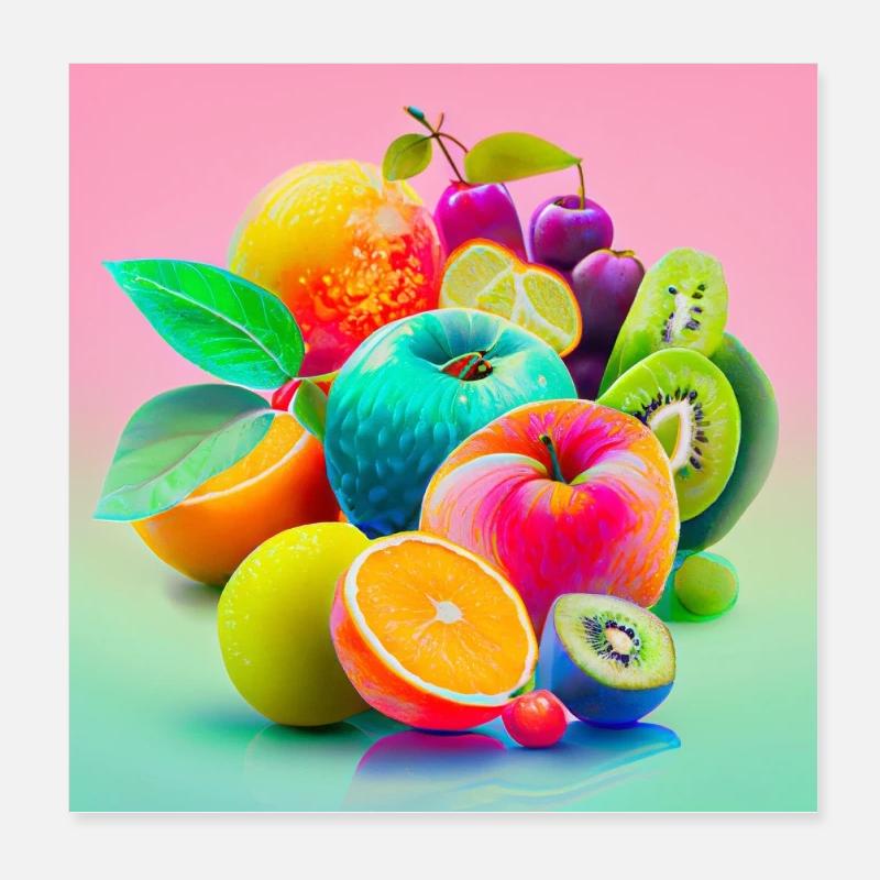 Pastel Paradise: An Orchard in Risography Poster 8" x 8" (20x20 cm)