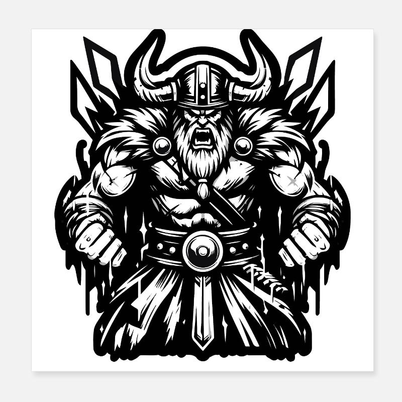Powerful Viking Warrior Version 2 Poster 8" x 8" (20x20 cm)