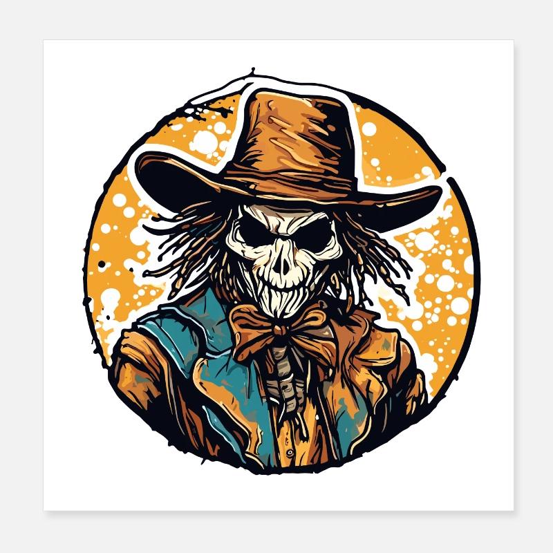 Vogelscheuche / Erntehelfer / Maisfeld / Feld - Poster 20x20 cm - Weiß