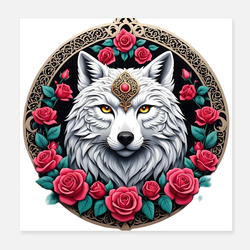 Weißer Wolf Poster 20x20 cm