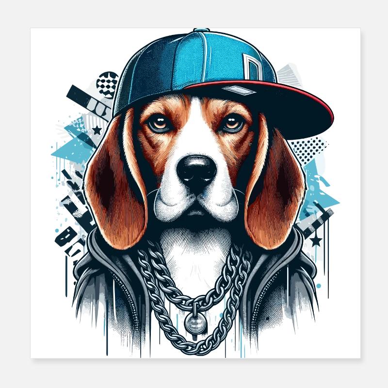 Beagle Gangsta Hund Cappy Geschenk Poster 20x20 cm