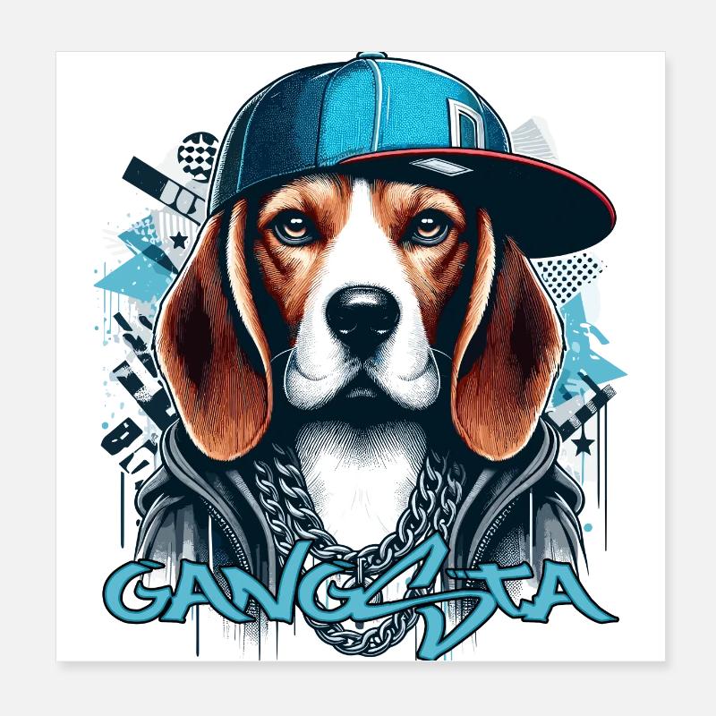 Beagle Gangsta Hund Cappy Geschenk Poster 20x20 cm