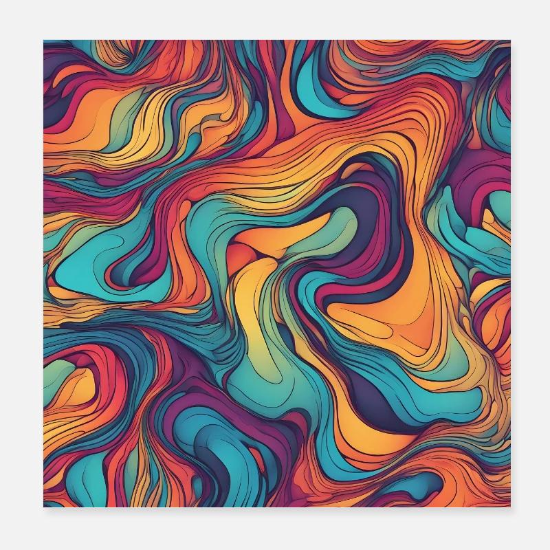 Colorful Inkflow Abstract Design Poster Poster 8" x 8" (20x20 cm)