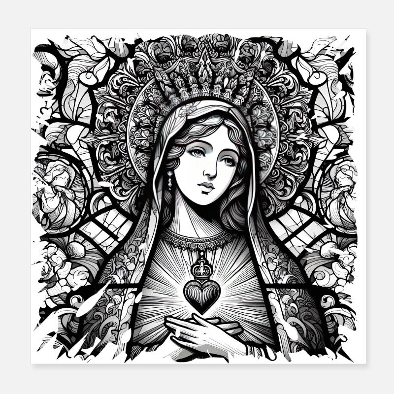 virgin mary jesus bible christian religion christian Poster 8" x 8" (20x20 cm)