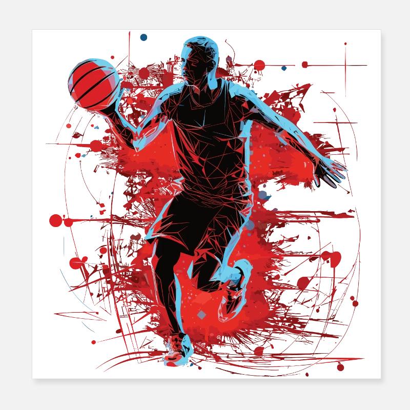 Rouge intense dans le design du basket-ball Poster 20 x 20 cm
