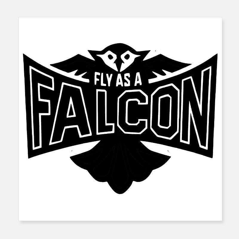 Fly As A Falcon - Black Poster 8" x 8" (20x20 cm)