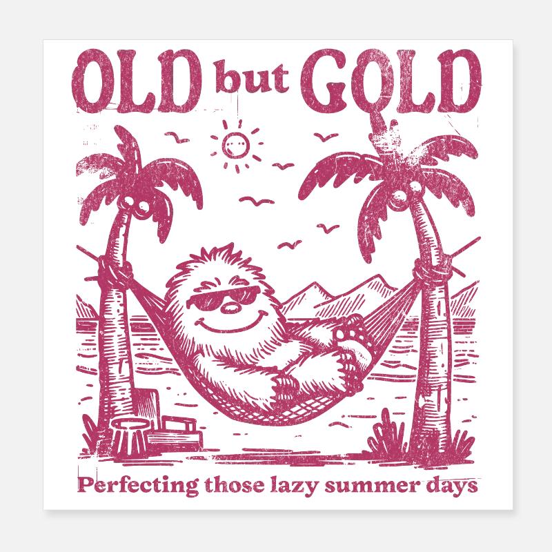 Vieux mais doré Chill avec le yéti Poster 20 x 20 cm