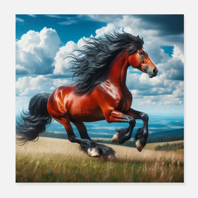 Galloping horse Poster 8" x 8" (20x20 cm)