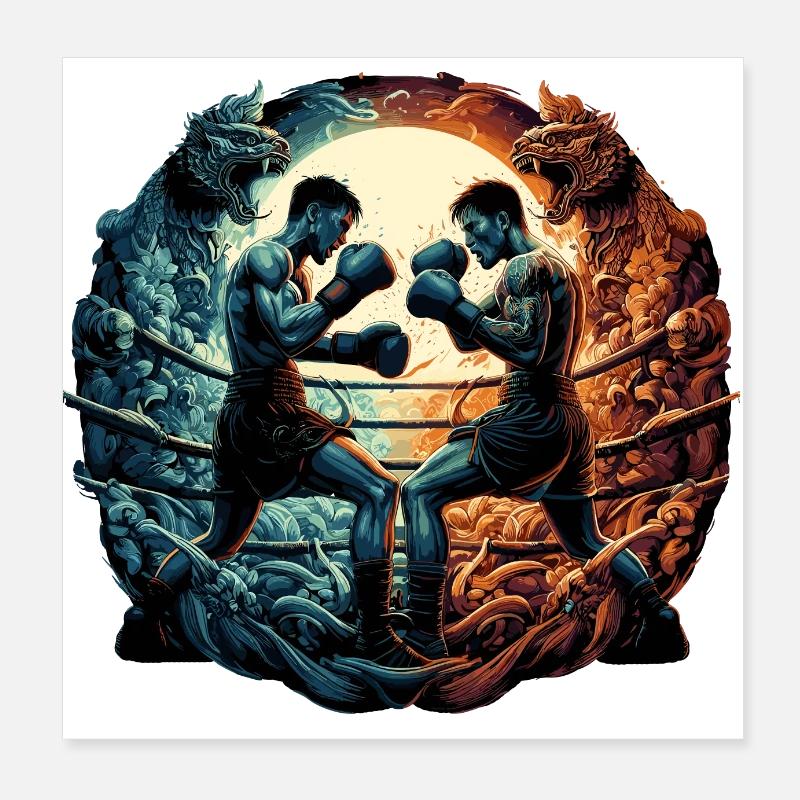 Cadeau de boxe Muay Thai Thai boxe kickboxing Poster 20 x 20 cm