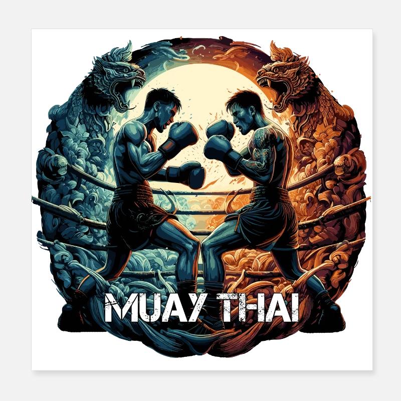 Muay Thai Thai Boxing Kickboxing Boxing Gift Poster 8" x 8" (20x20 cm)
