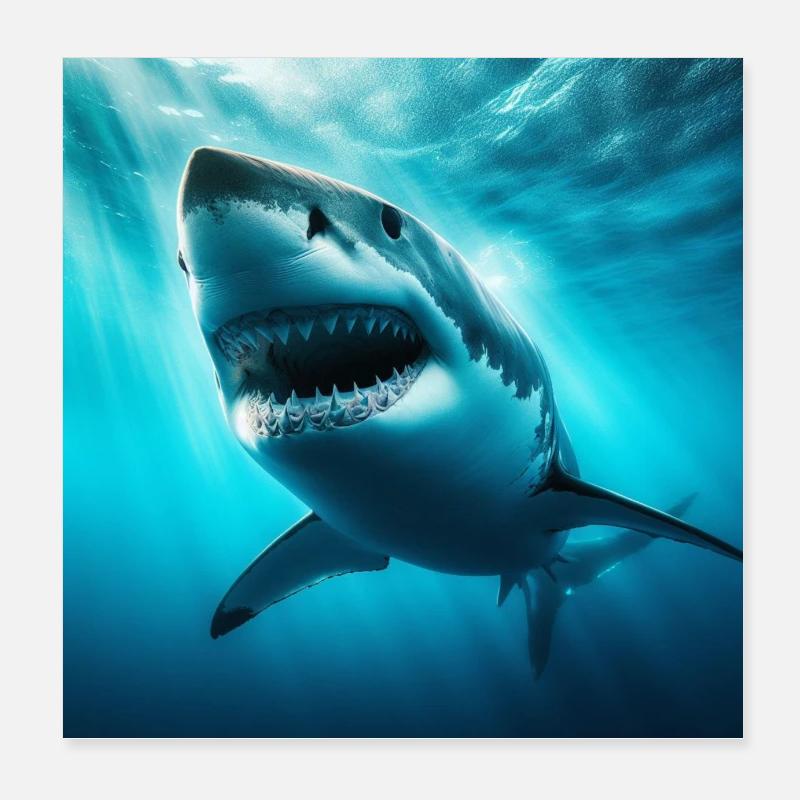 Great White Shark Poster 8" x 8" (20x20 cm)