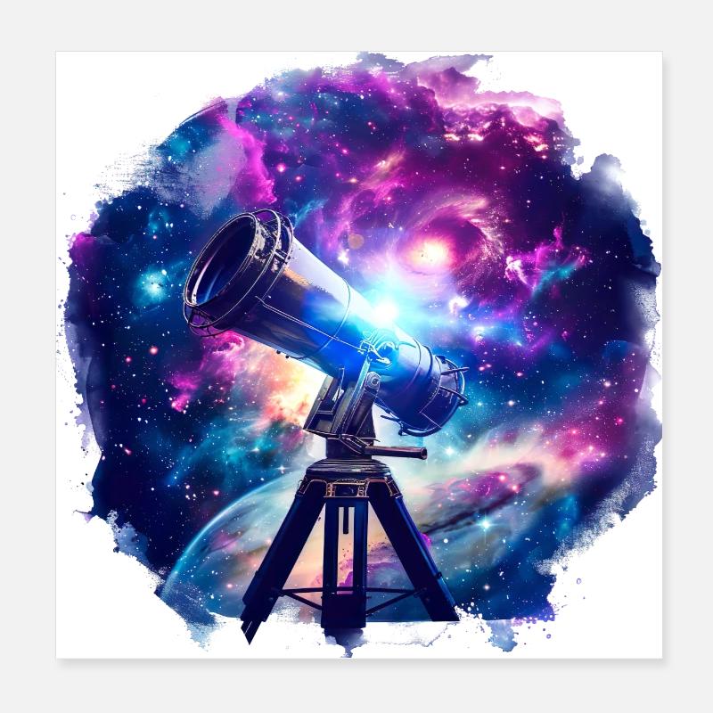 Mit dem Teleskop die Wunder des Kosmos entdecken Poster 20x20 cm