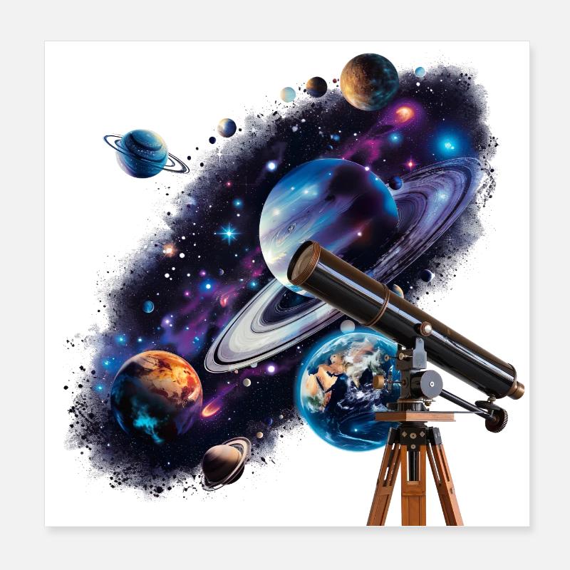 Découvrir des planètes lointaines avec un télescope Poster 20 x 20 cm