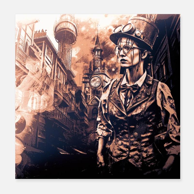 steampunked lady Poster 8" x 8" (20x20 cm)