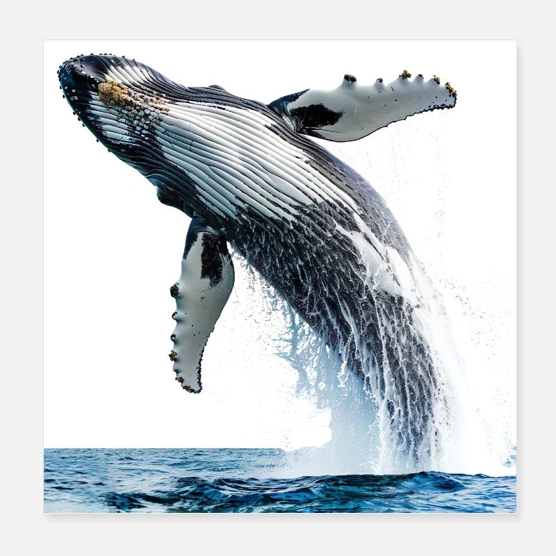 Une baleine à bosse saute hors de la mer Poster 20 x 20 cm