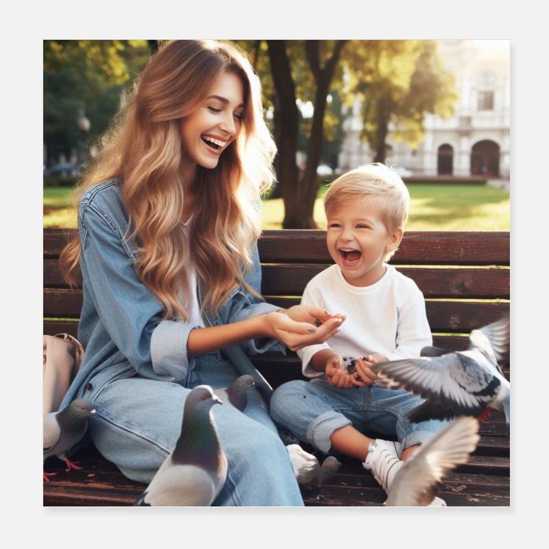 Mère et fils Poster 20 x 20 cm