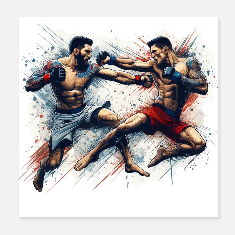 MMA Mixed Martial Arts Fighting Fighter Boxing Gesch Poster 8" x 8" (20x20 cm)