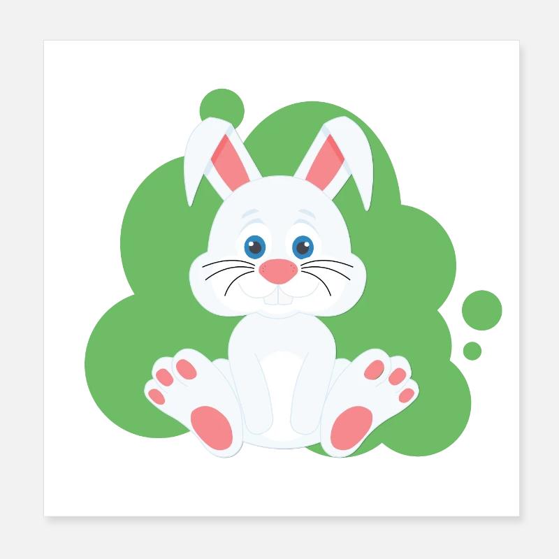 Éclaboussure de lapin de dessin animé Poster 20 x 20 cm