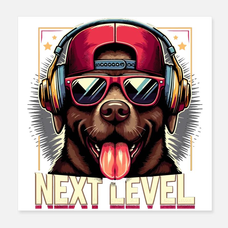 Brauner Labrador Gangster Next Level Hund Geschenk Poster 20x20 cm