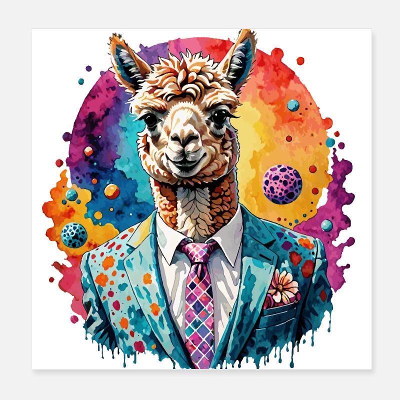Alpaka im Anzug Poster 20x20 cm