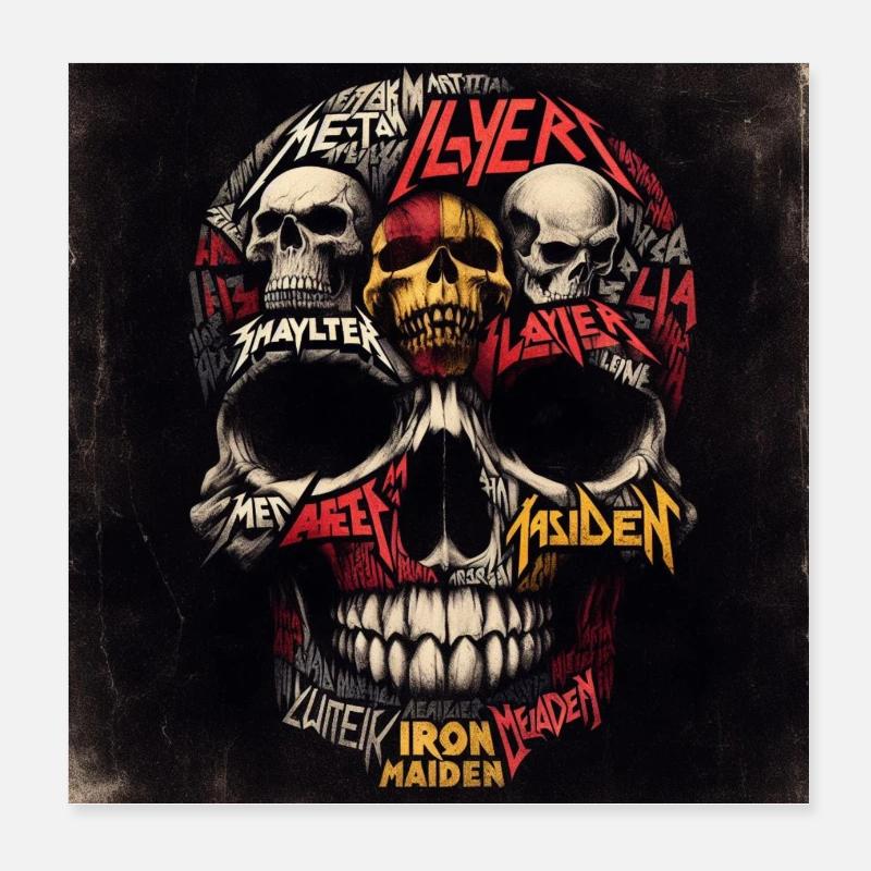 Heavy metal skull Poster 8" x 8" (20x20 cm)