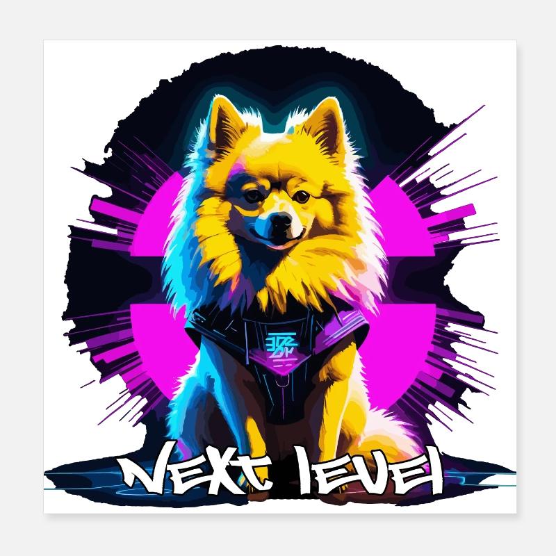 Petit Spitz Spitz Next Level Cyber Dog Cadeau Poster 20 x 20 cm