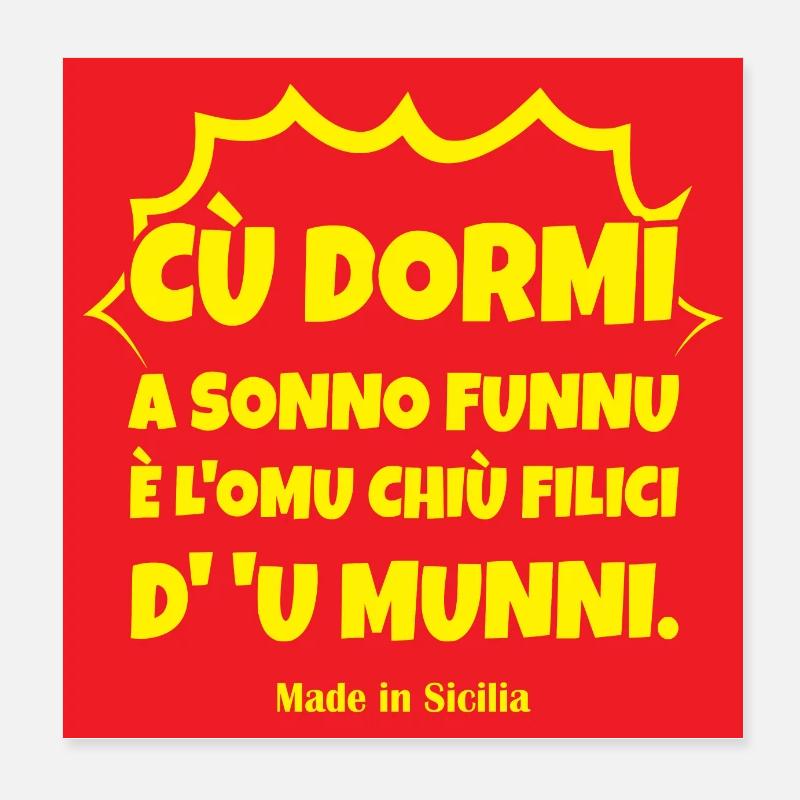 affiche Sicile Proverbe sicilien cu dormi a Poster 20 x 20 cm