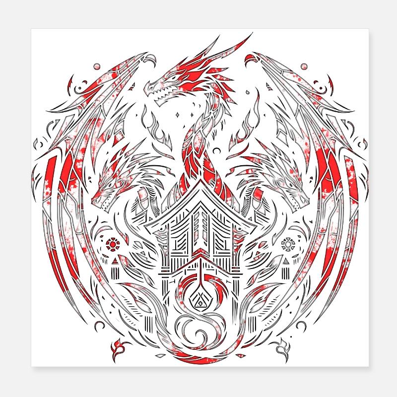 Fantasy Dragon Anime Dragon head Mythical reptile magic Poster 8" x 8" (20x20 cm)