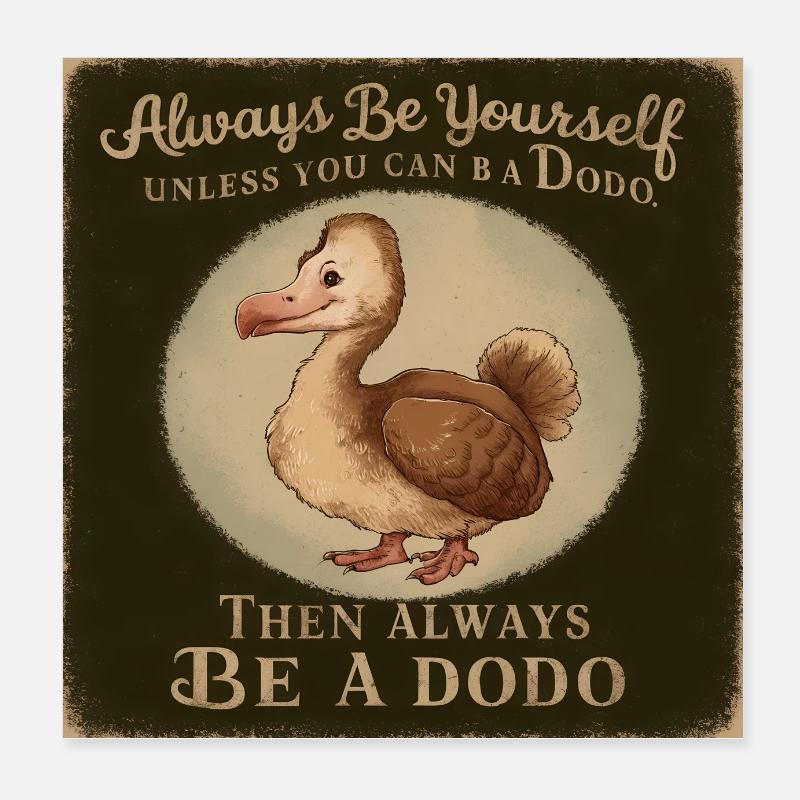 Sei Du selbst oder sei ein Dodo Vintage Design Poster 20x20 cm