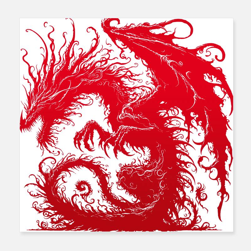 Fantasy Dragon Anime Dragon head Mythical reptile magic Poster 8" x 8" (20x20 cm)