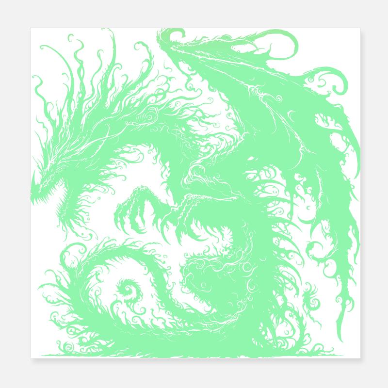 Fantasy Dragon Anime Dragon head Mythical reptile magic Poster 8" x 8" (20x20 cm)