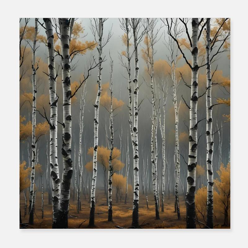 Birken Wald Poster 20x20 cm