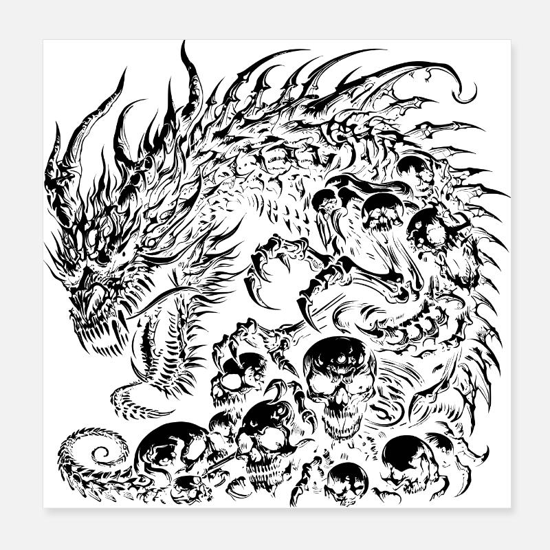 Fantasy Dragon Anime Dragon head Mythical reptile magic Poster 8" x 8" (20x20 cm)