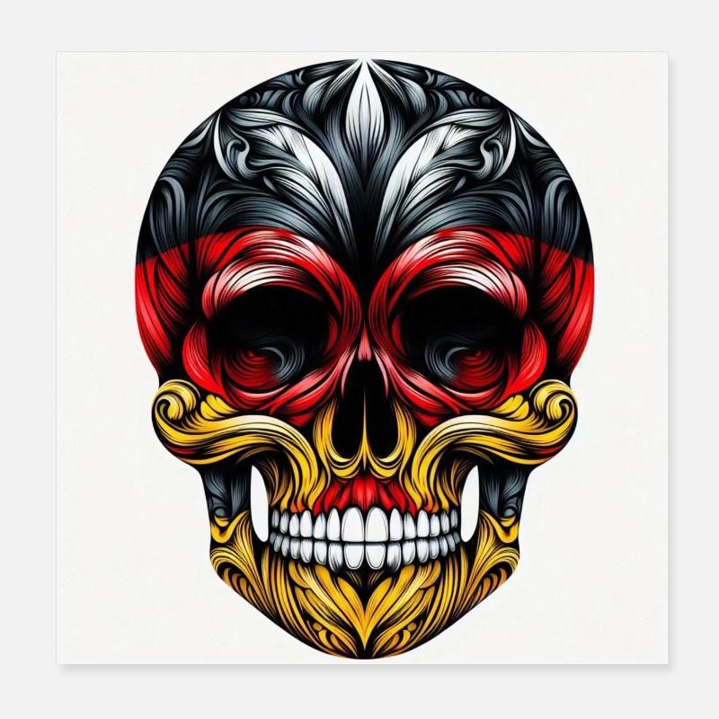 Skull Germany Poster 8" x 8" (20x20 cm)